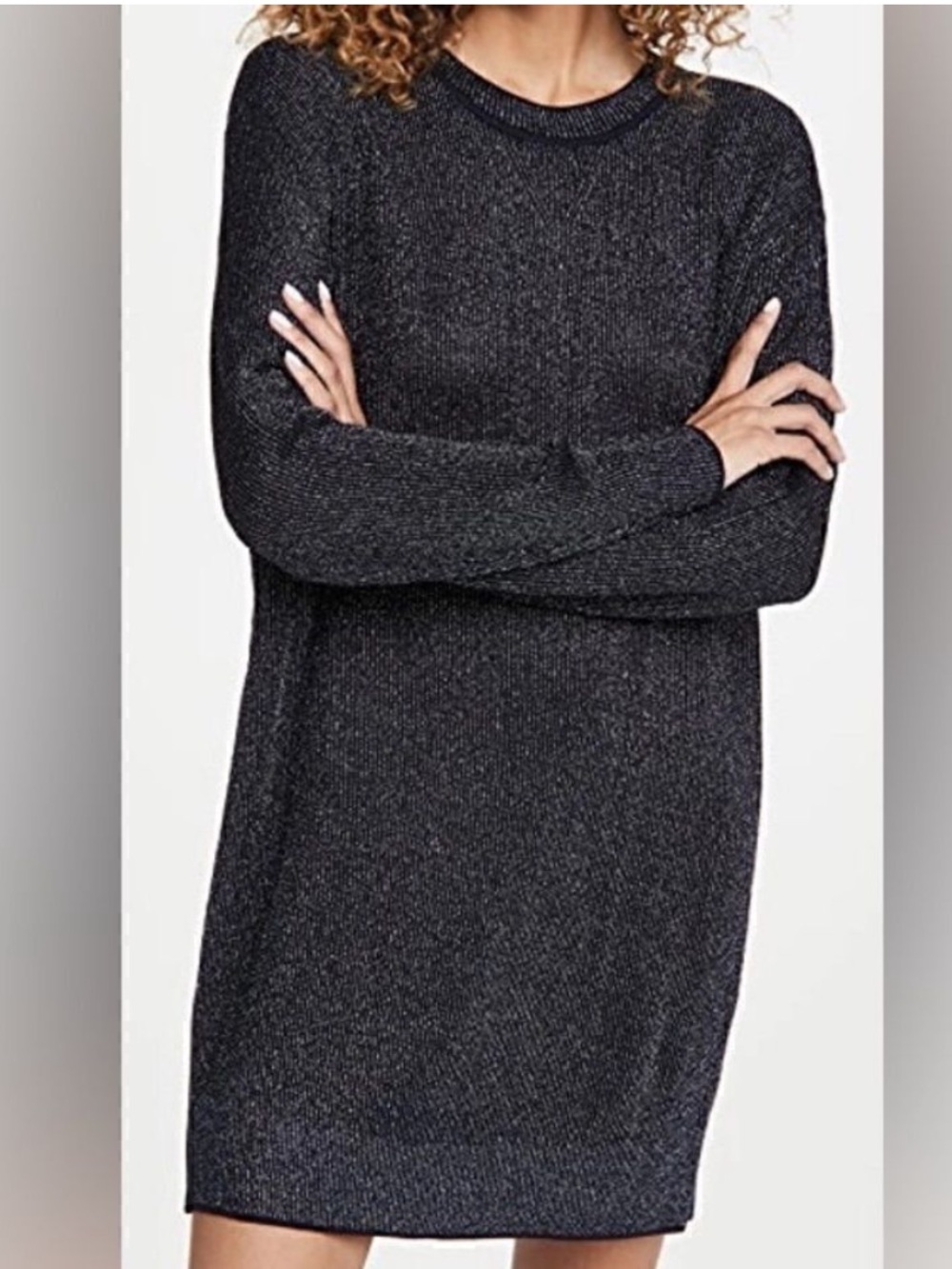 Rag & Bone Cherie Merino Wool Fine Knit Metallic Mini Dress